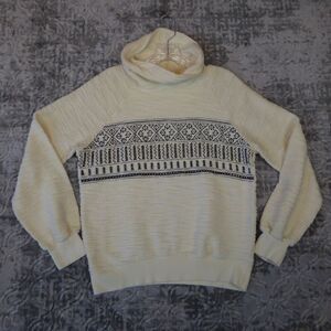 Lucky Brand Sweater Women's Small Ivory Fair Isle Turtleneck Cowl Neck